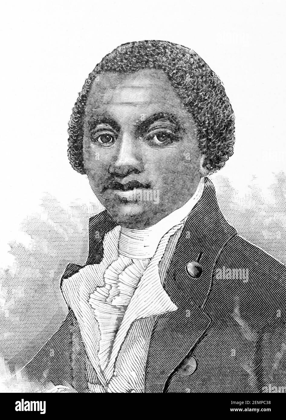 Olaudah Equiano. Portrait of  the writer and abolitionist known for most of his life as Gustavus Vassa (c. 1745-1797), engraving, 1887. Stock Photo