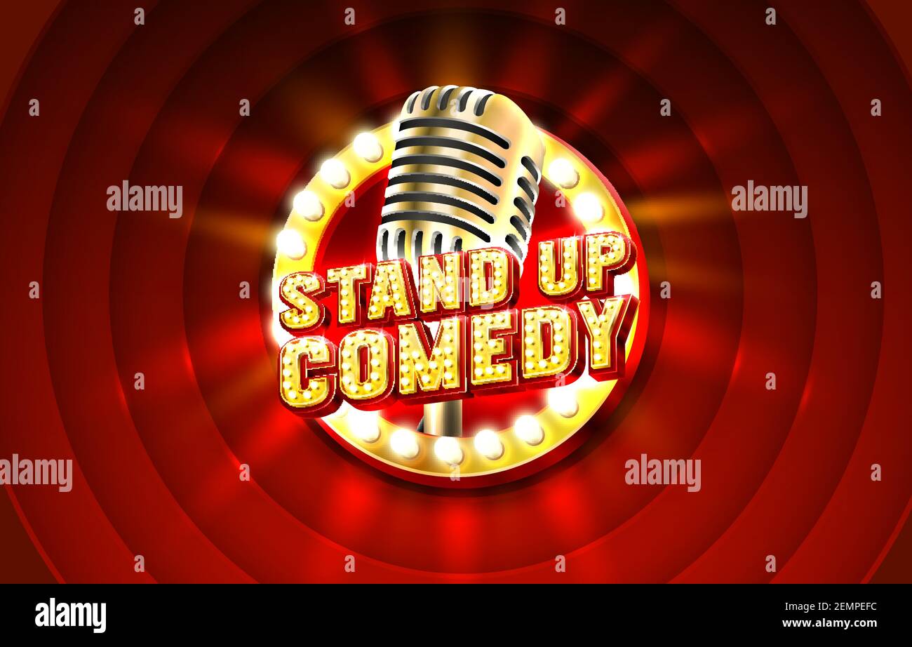 Stand up comedy signboard label, concert vocal event. title