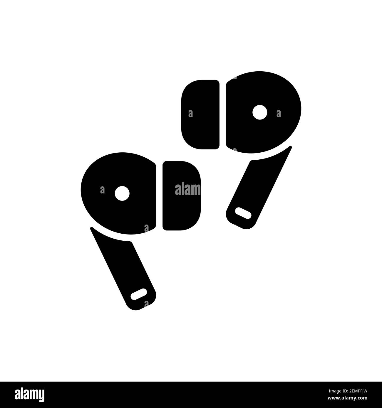 Pair of wireless earbud headphones vector glyph icon. Graph symbol for