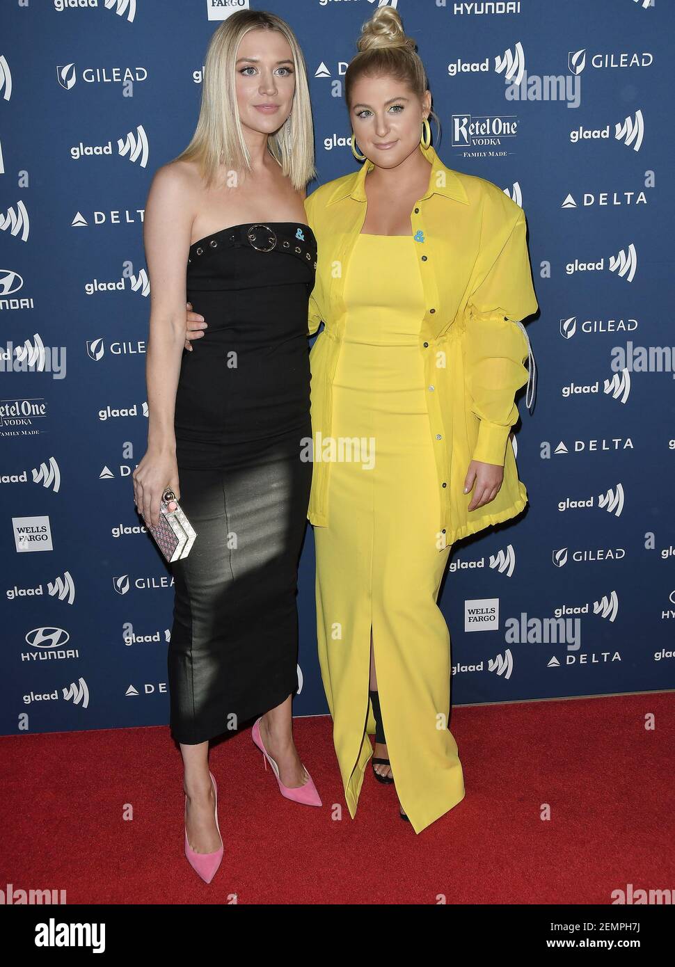 (L-R) Chelsea Frei and Meghan Trainor at the 30th Annual GLAAD Media ...