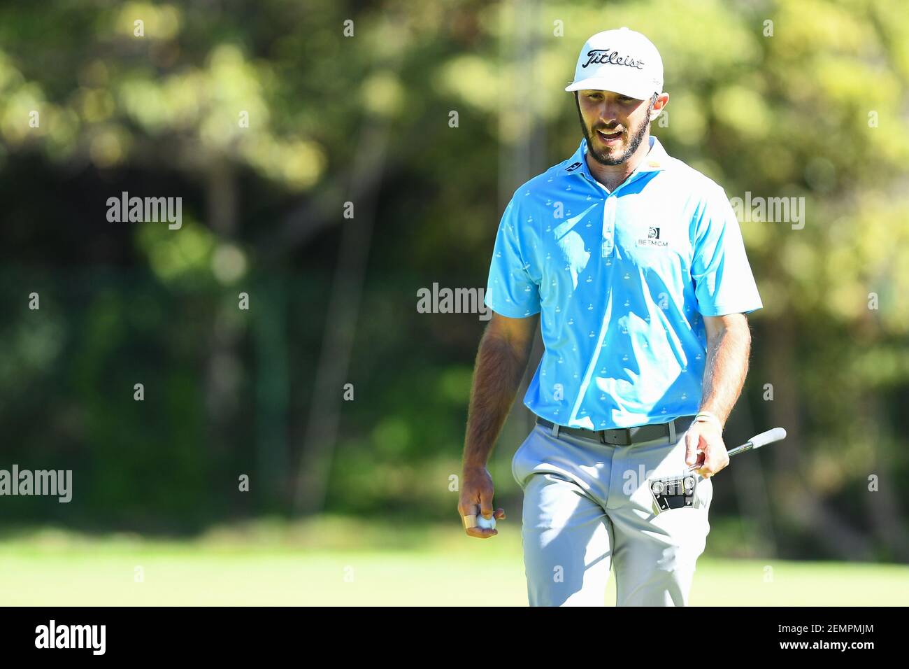 Pacific Palisades, California, USA. 21st Feb, 2021. Max Homa during the  final round of The Genesis Invitational golf tournament at the Riviera  Country Club in Pacific Palisades, CA on February 21, 2021.