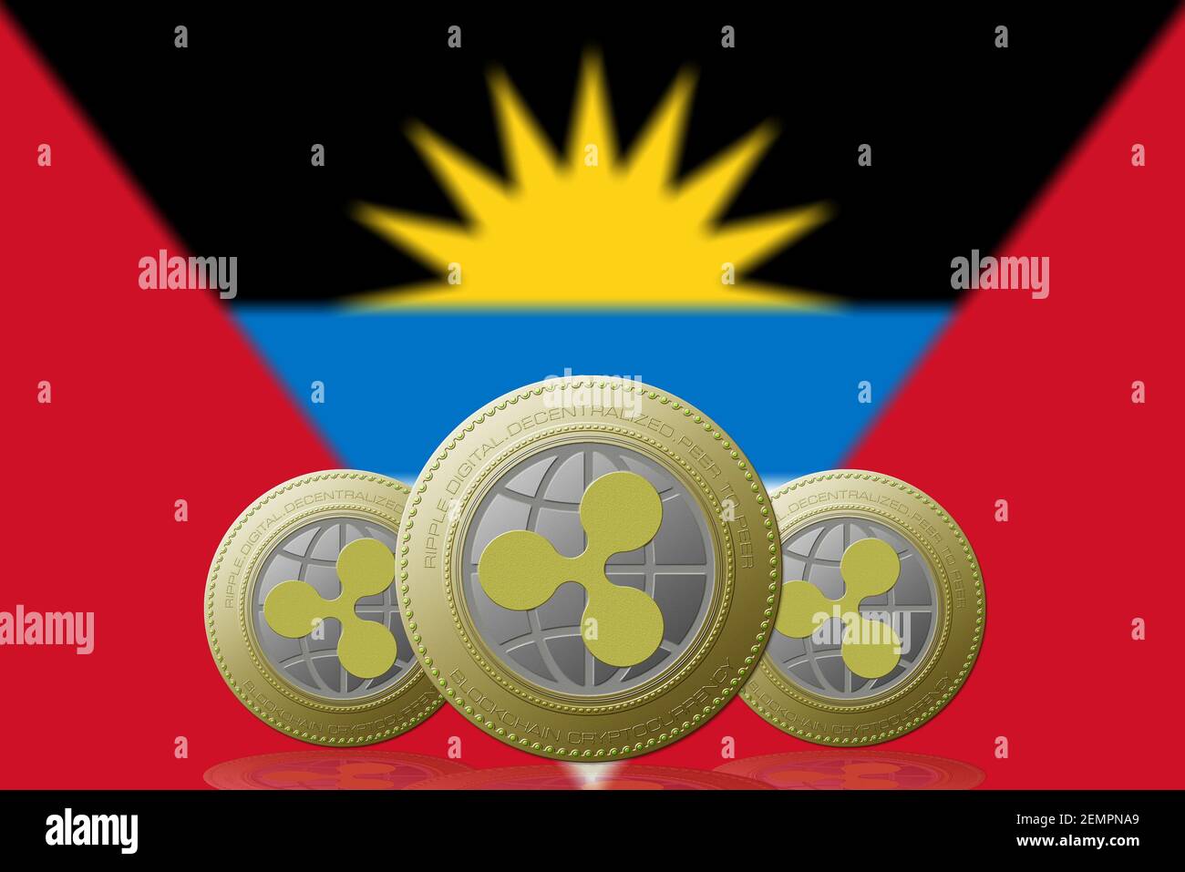 3D ILLUSTRATION Three RIPPLE cryptocurrency with Antigua y Barbuda flag on  background Stock Photo - Alamy