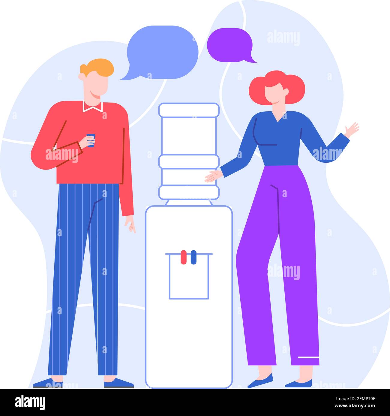 People near water cooler specking and communicate Stock Vector Image