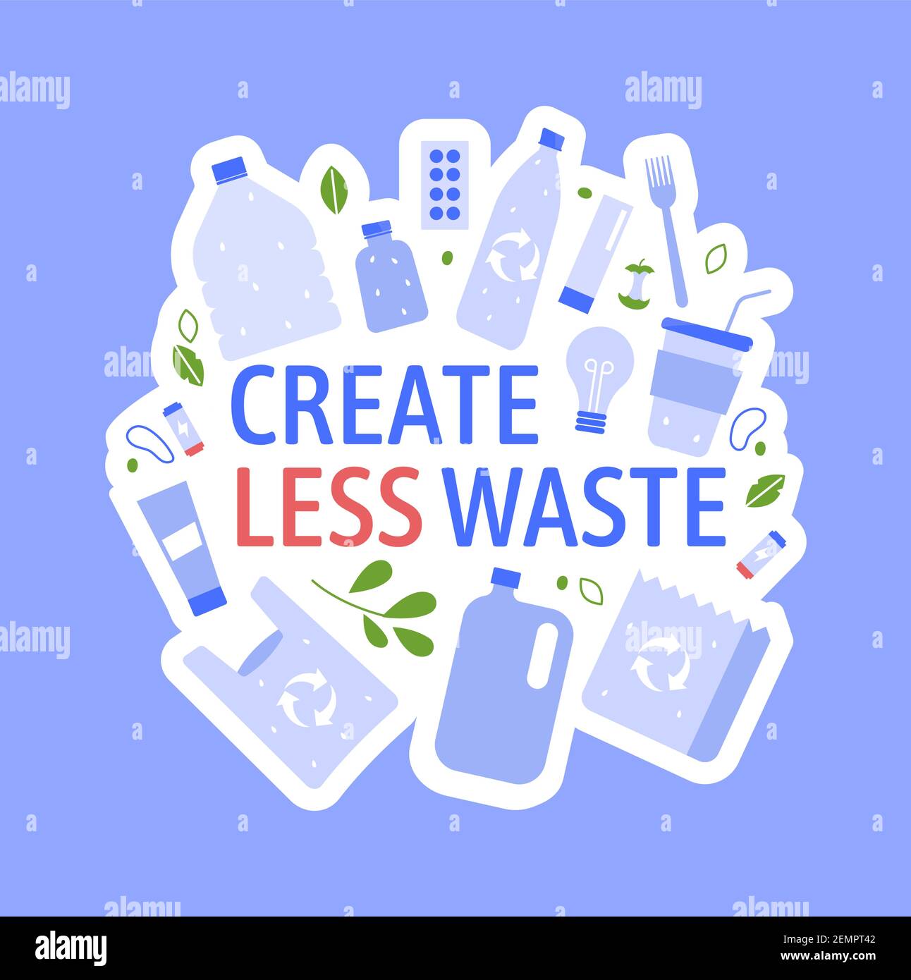https://c8.alamy.com/comp/2EMPT42/create-less-waste-concept-vector-zero-waste-plastic-waste-2EMPT42.jpg