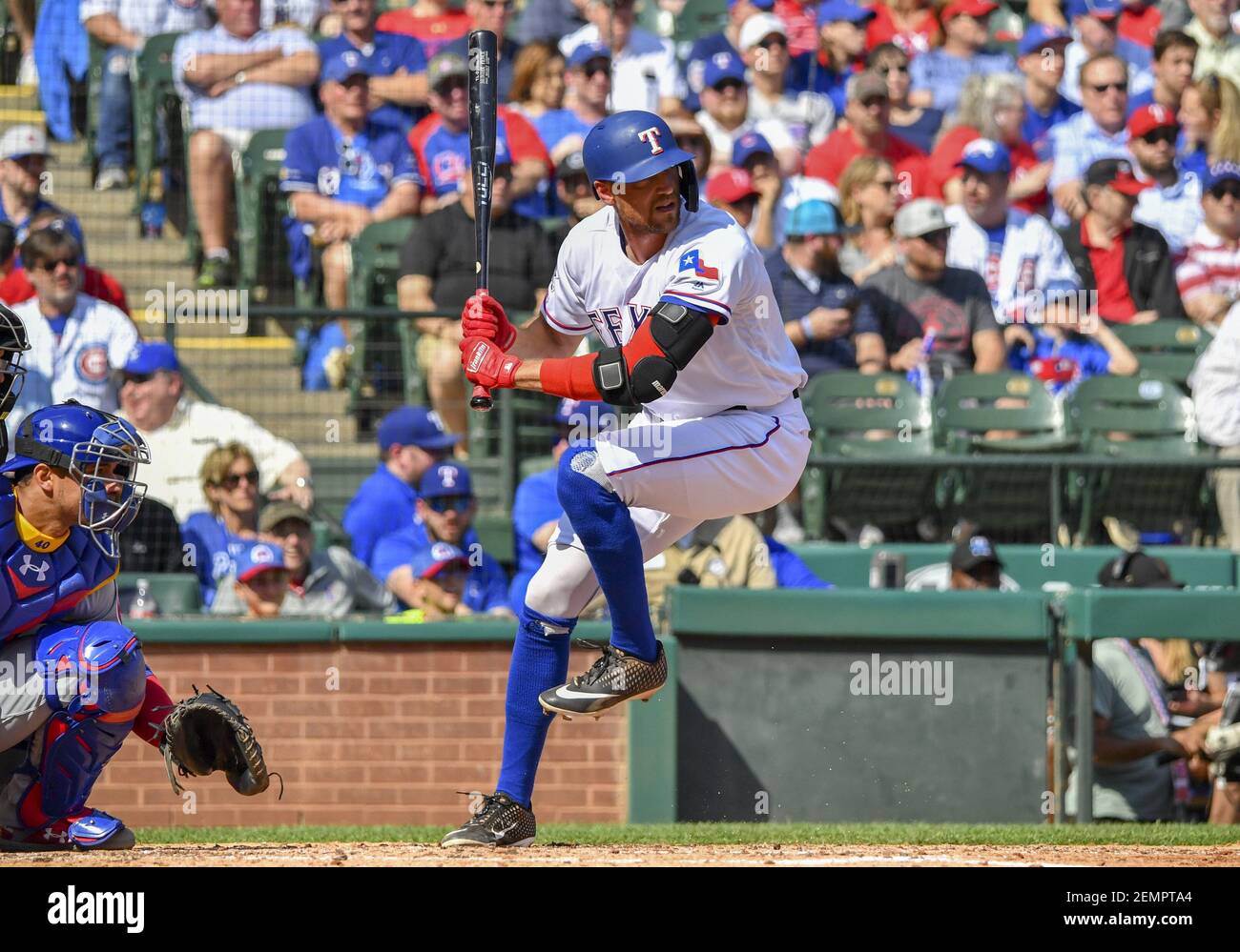 Mar 28, 2019: Texas Rangers outfielder Hunter Pence #24 during batting  practice before an Opening Day MLB game between the Chicago Cubs and the Texas  Rangers at Globe Life Park in Arlington