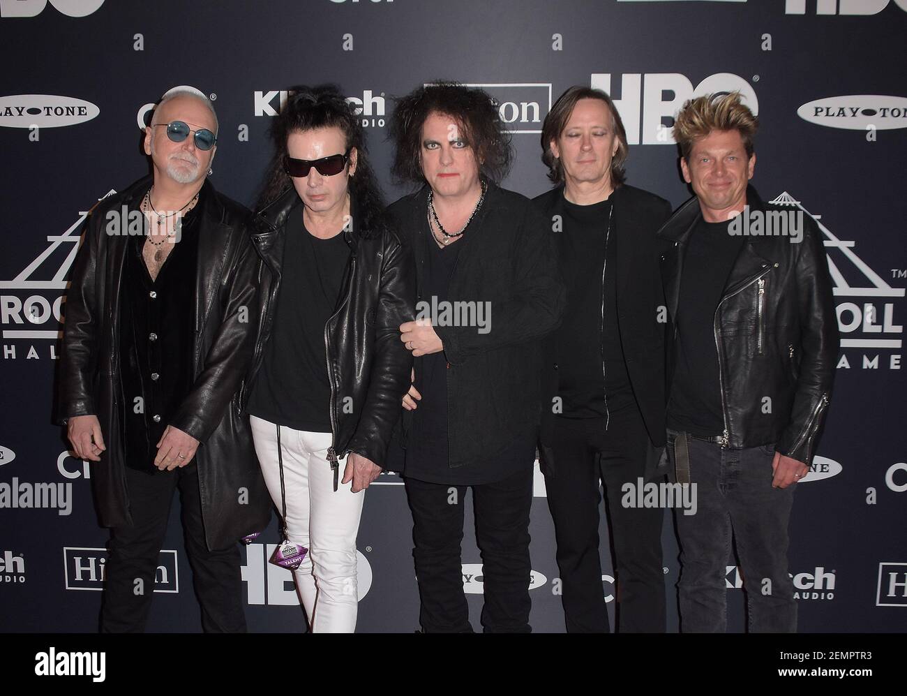 Reeves Gabrels, Simon Gallup, Robert Smith, Roger O'Donnell and Jason  Cooper of The Cure attends the 2019 Rock & Roll Hall Of Fame Induction  Ceremony at Barclays Center on March 29, 2019