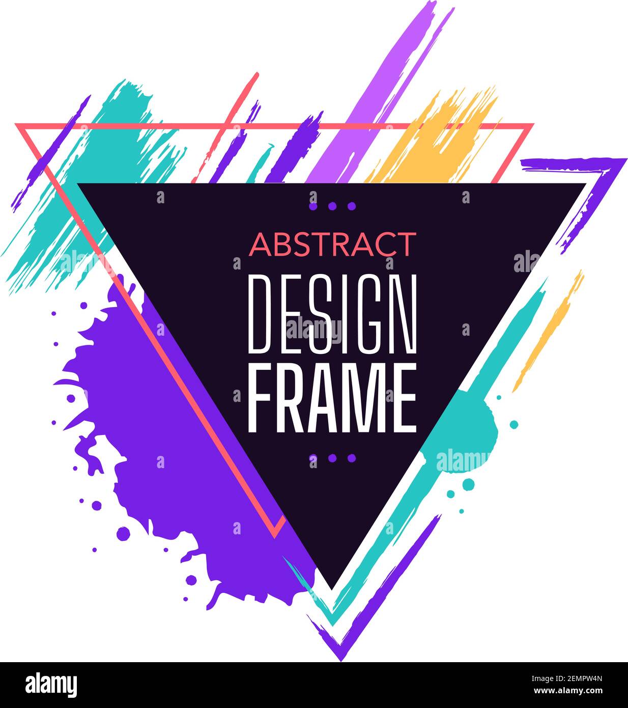Abstarct design frame triangular with colored brush Stock Vector