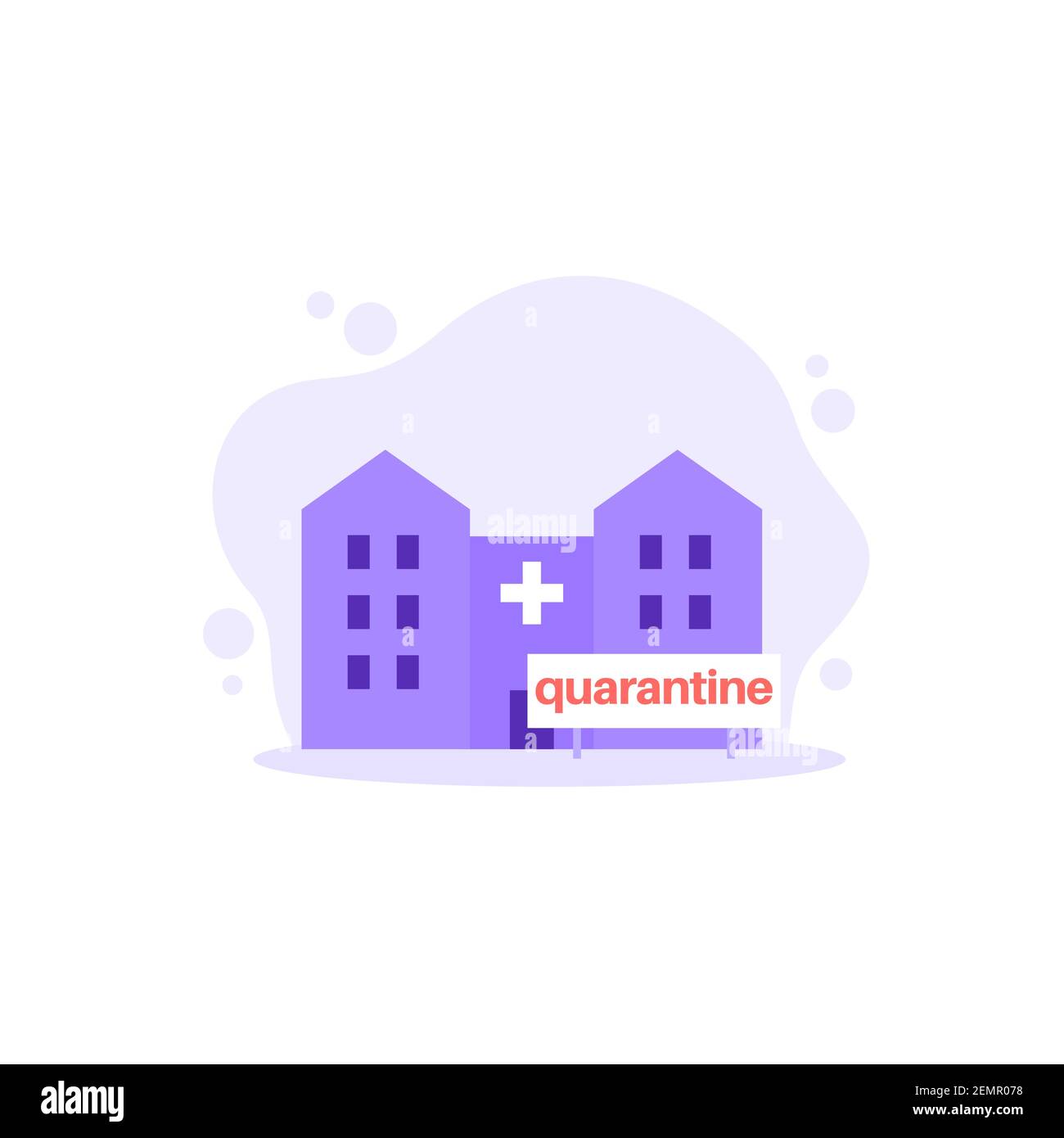 quarantine icon with hospital building Stock Vector