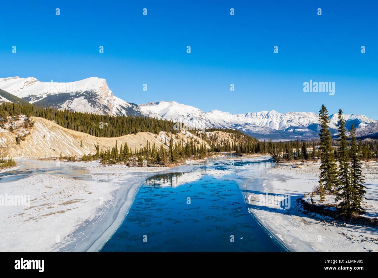 Beautiful landscape at Saskatchewan River Crossing on the Icefields Parkway, Canada Stock Photo