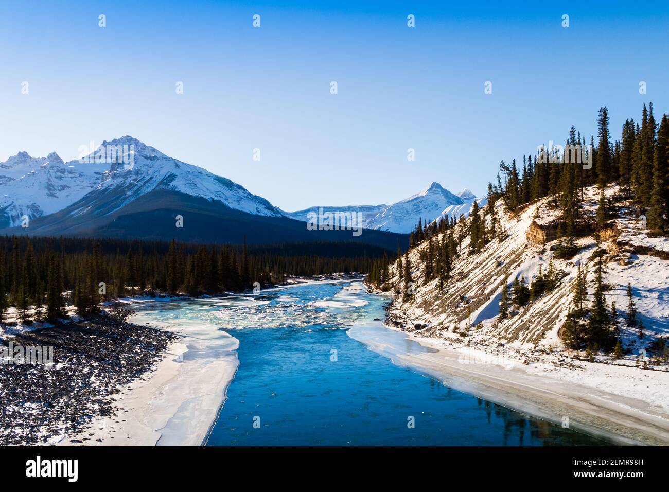Beautiful landscape at Saskatchewan River Crossing on the Icefields Parkway, Canada Stock Photo