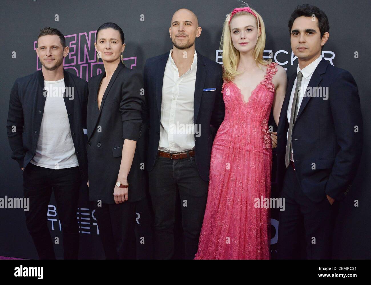 L-R) "Teen Spirit" Cast & Crew - Executive Producer Jamie Bell, Actress  Agnieszka Grochowska, Producer Fred Berger, Actress Elle Fanning and  Writer/Director Max Minghella at the "Teen Spirit" Los Angeles Screening  held