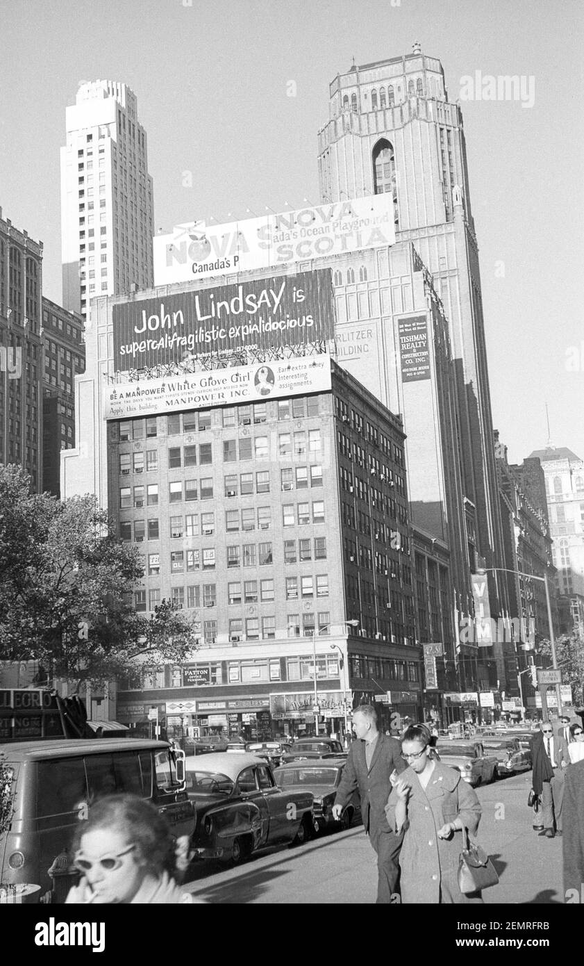 Streets of Manhattan,  42th Avenue, New York City, NYC, USA, 1965 Stock Photo