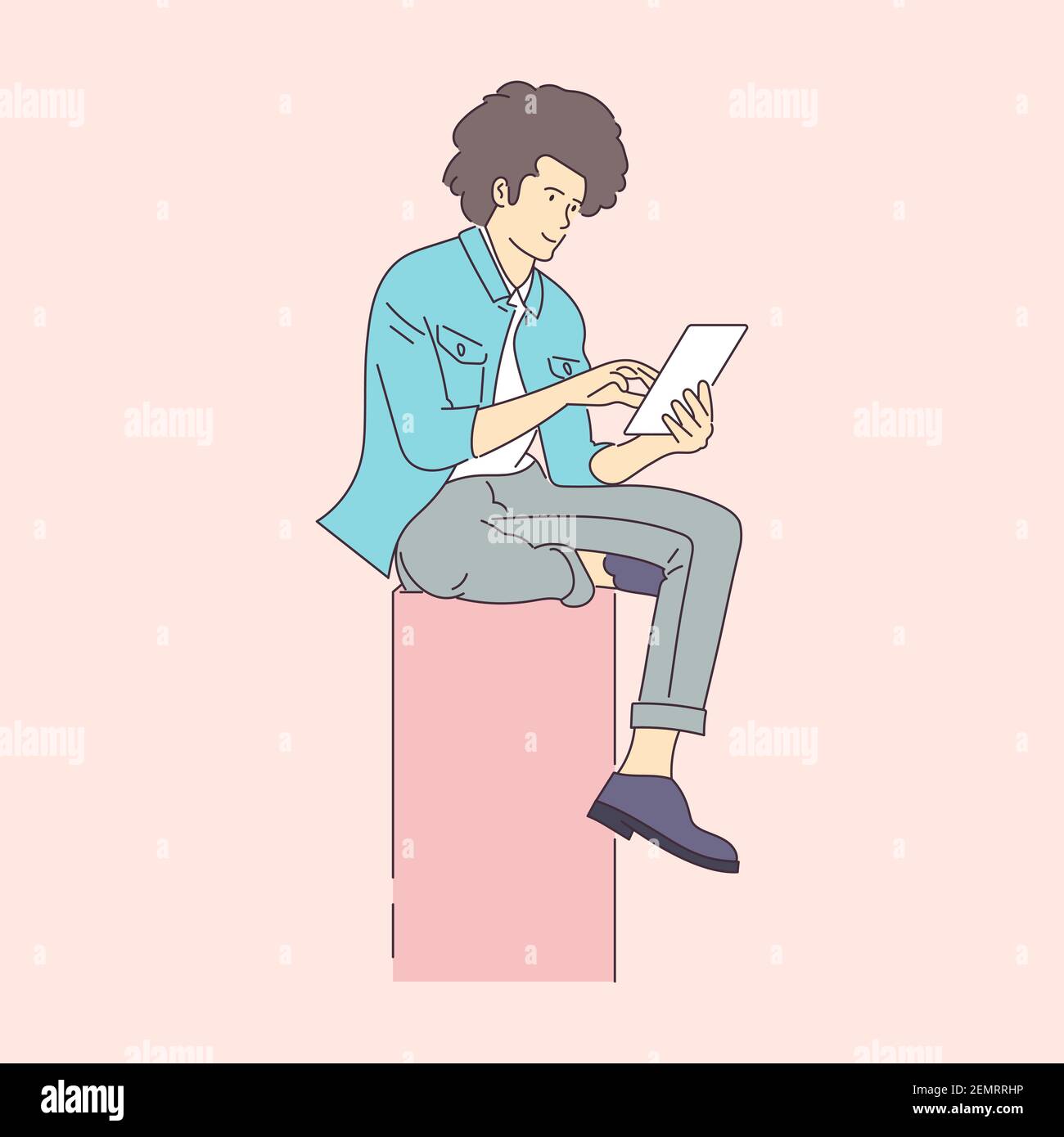 Concept illustration of online courses, distance studying, self ...