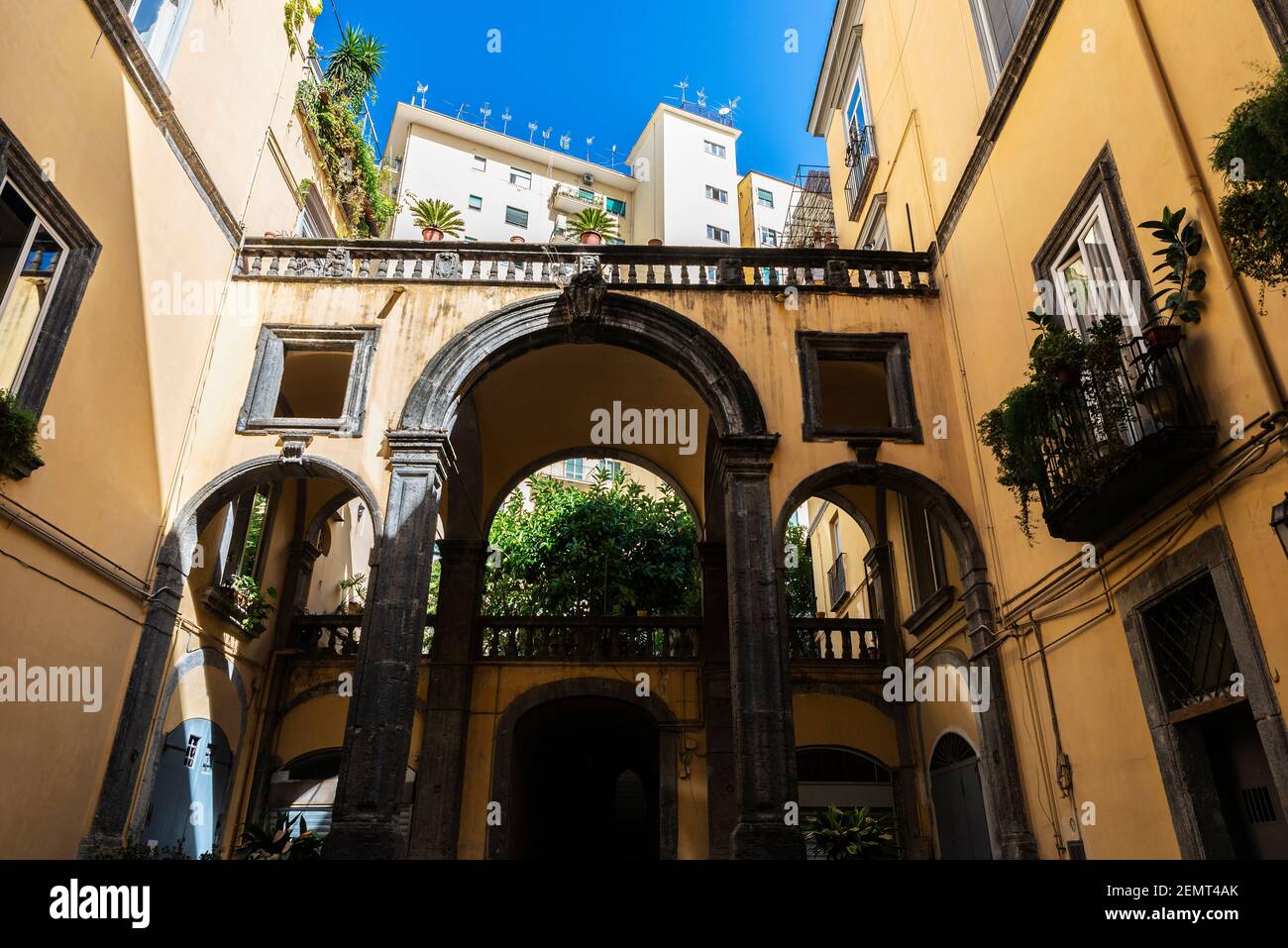 Patio of classic buildings and a mansion in the historical center of ...