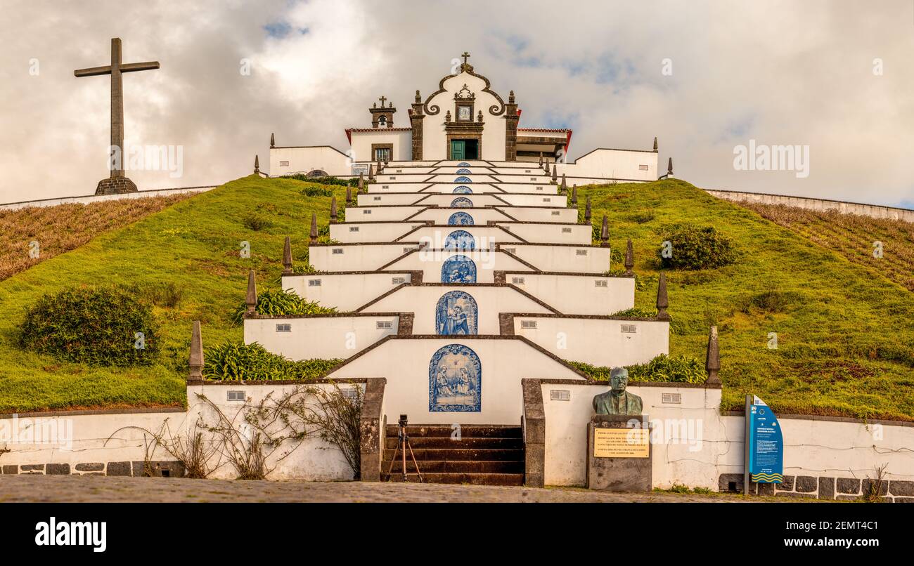Church of Nossa Senhora da Paz, Vila Franca do Campo at Sao Miguel island, Azores travel destination. Stock Photo