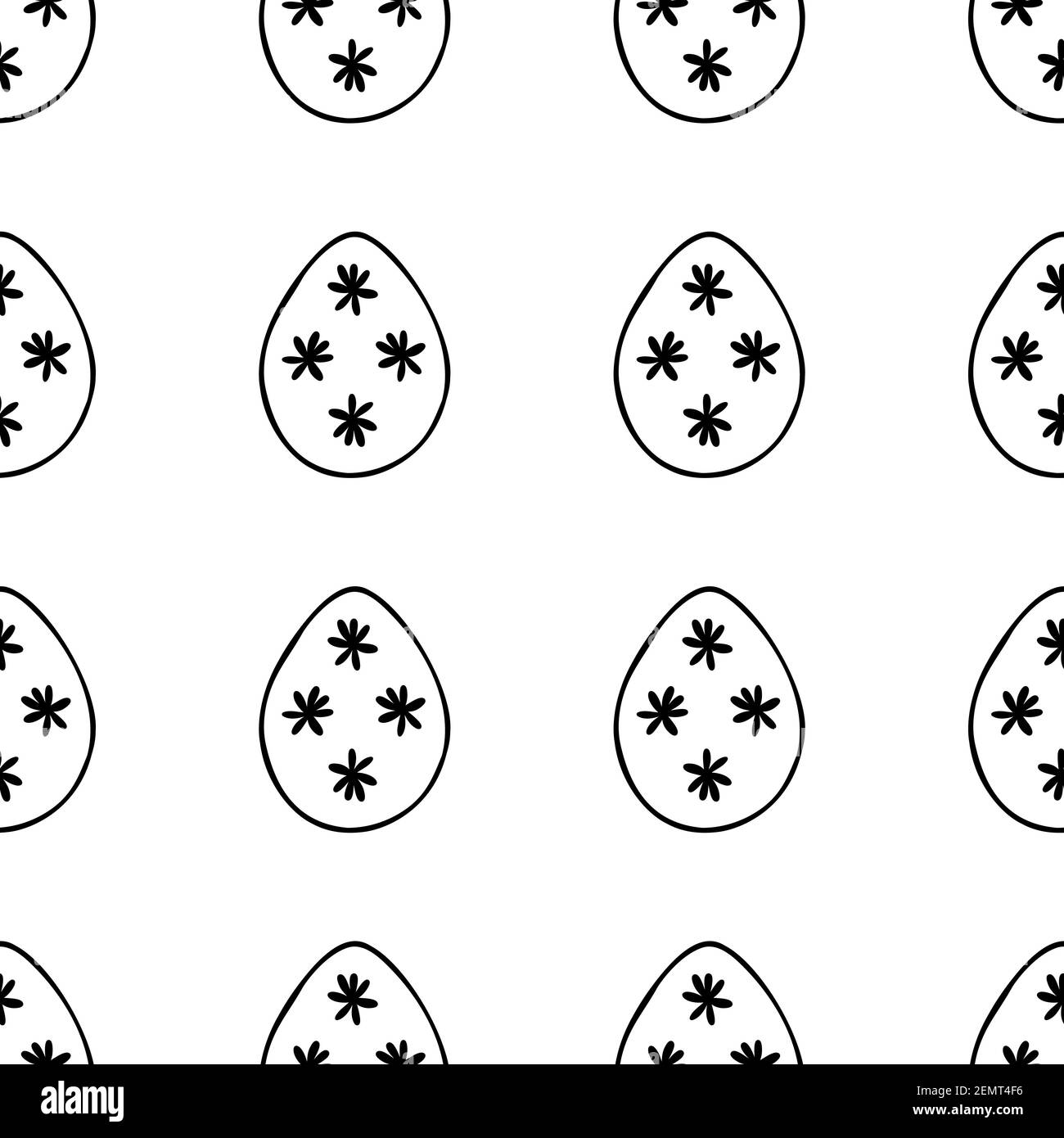 Seamless pattern made from hand drawn Easter eggs illustration. Isolated on a white background. Stock Vector
