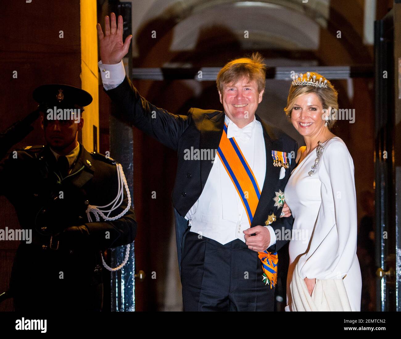 King Willem Alexander and Queen Maxima during dinner for the diplomatic ...