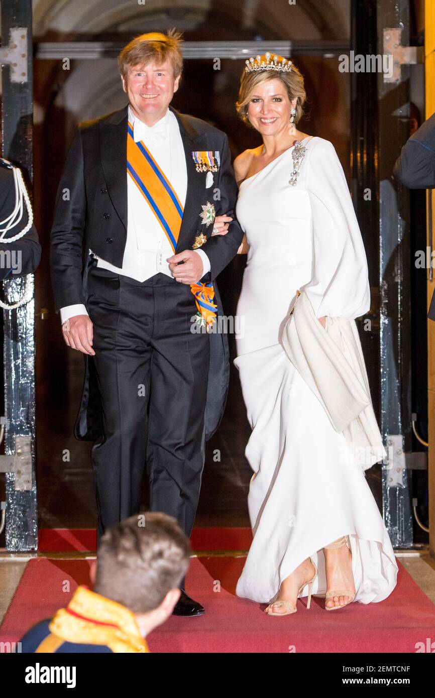 King Willem Alexander and Queen Maxima during dinner for the diplomatic ...
