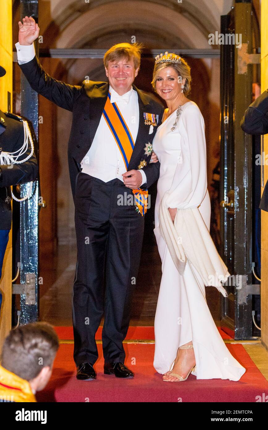 King Willem Alexander and Queen Maxima during dinner for the diplomatic ...