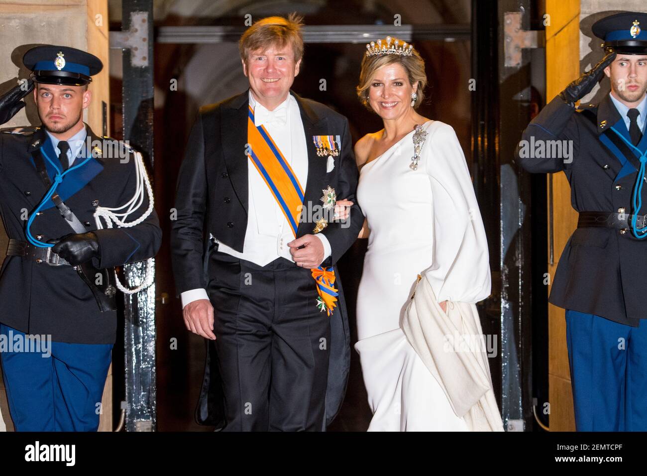 King Willem Alexander and Queen Maxima during dinner for the diplomatic ...