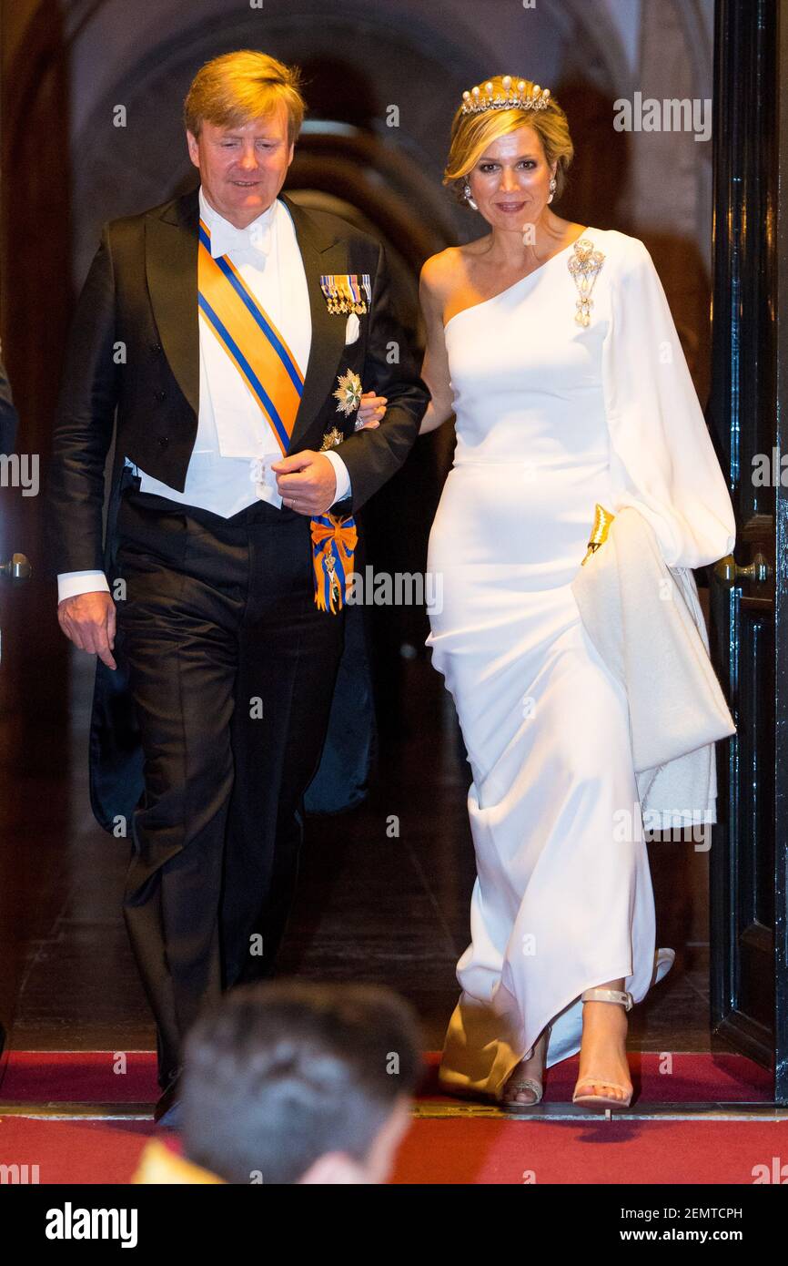 King Willem Alexander and Queen Maxima during dinner for the diplomatic ...