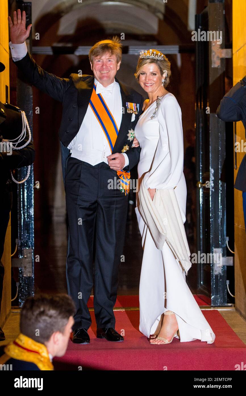 King Willem Alexander and Queen Maxima during dinner for the diplomatic ...