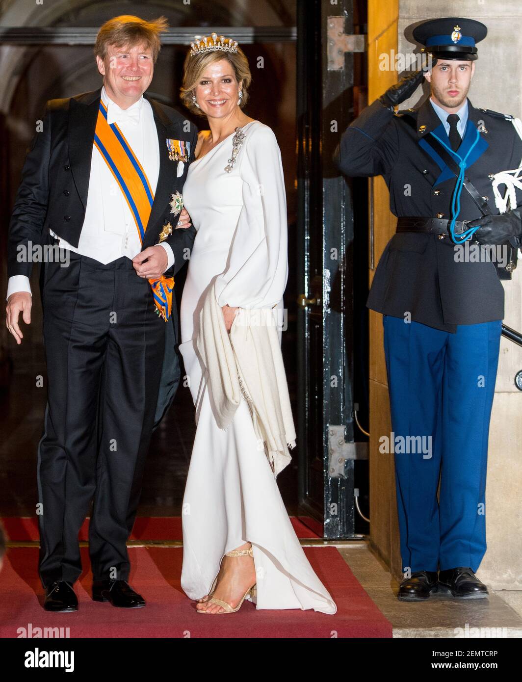 King Willem Alexander and Queen Maxima during dinner for the diplomatic ...
