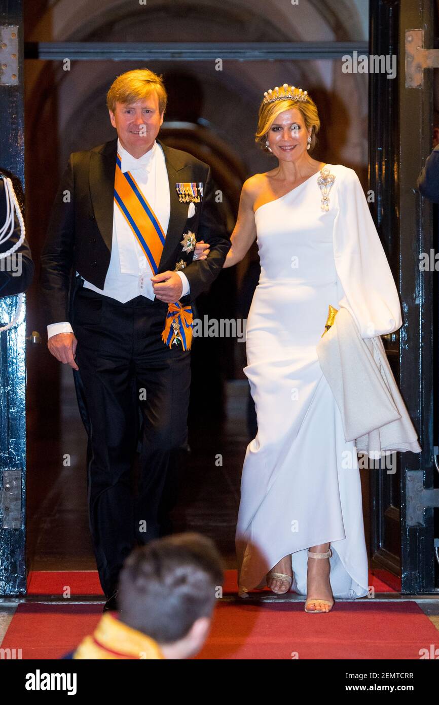 King Willem Alexander and Queen Maxima during dinner for the diplomatic ...