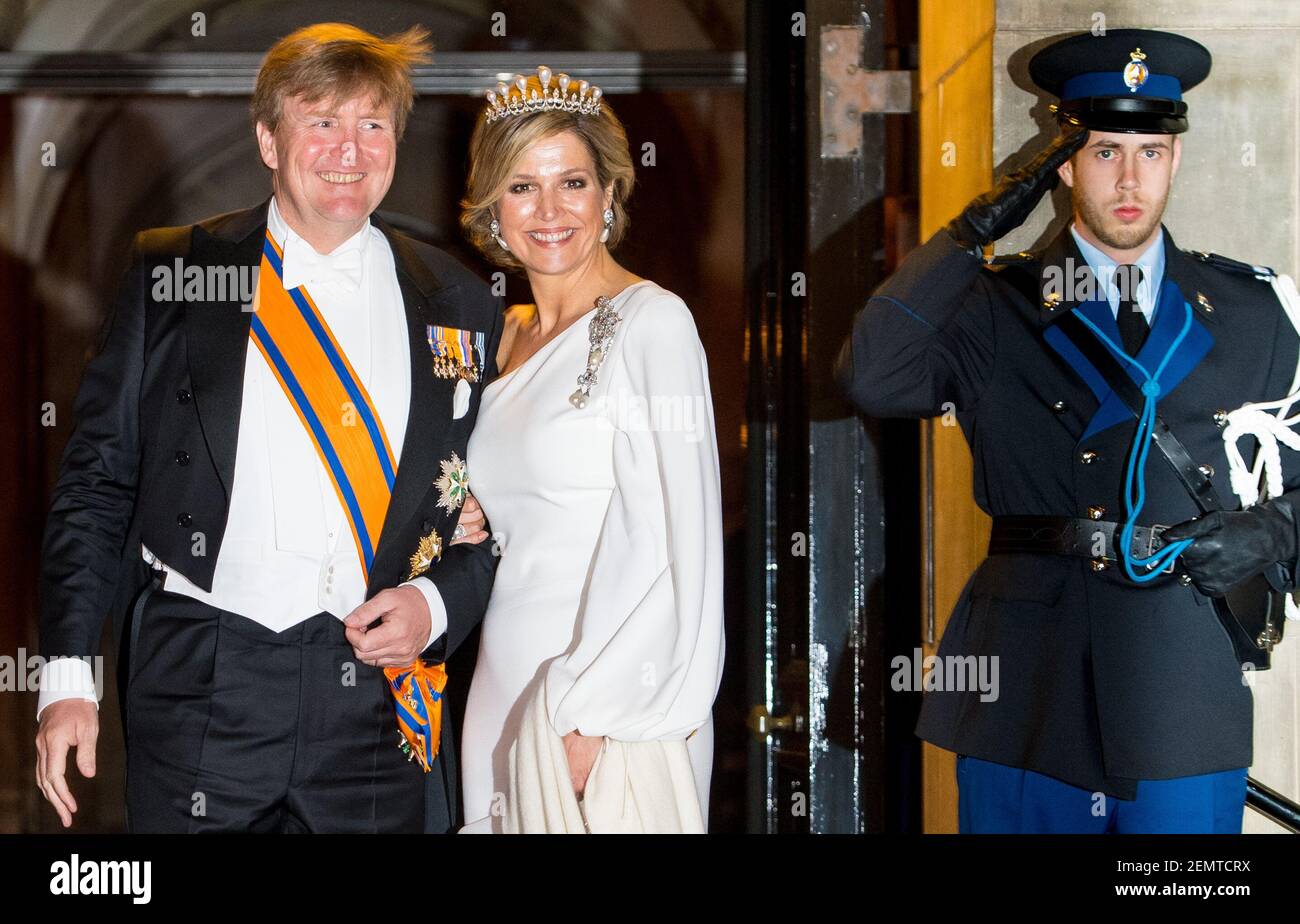 King Willem Alexander and Queen Maxima during dinner for the diplomatic ...