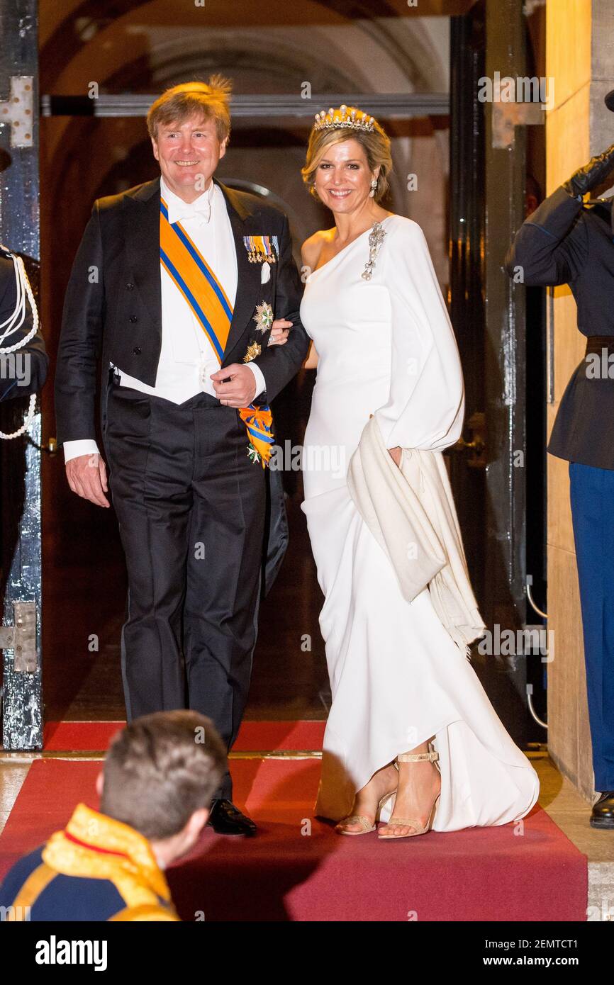 King Willem Alexander and Queen Maxima during dinner for the diplomatic ...