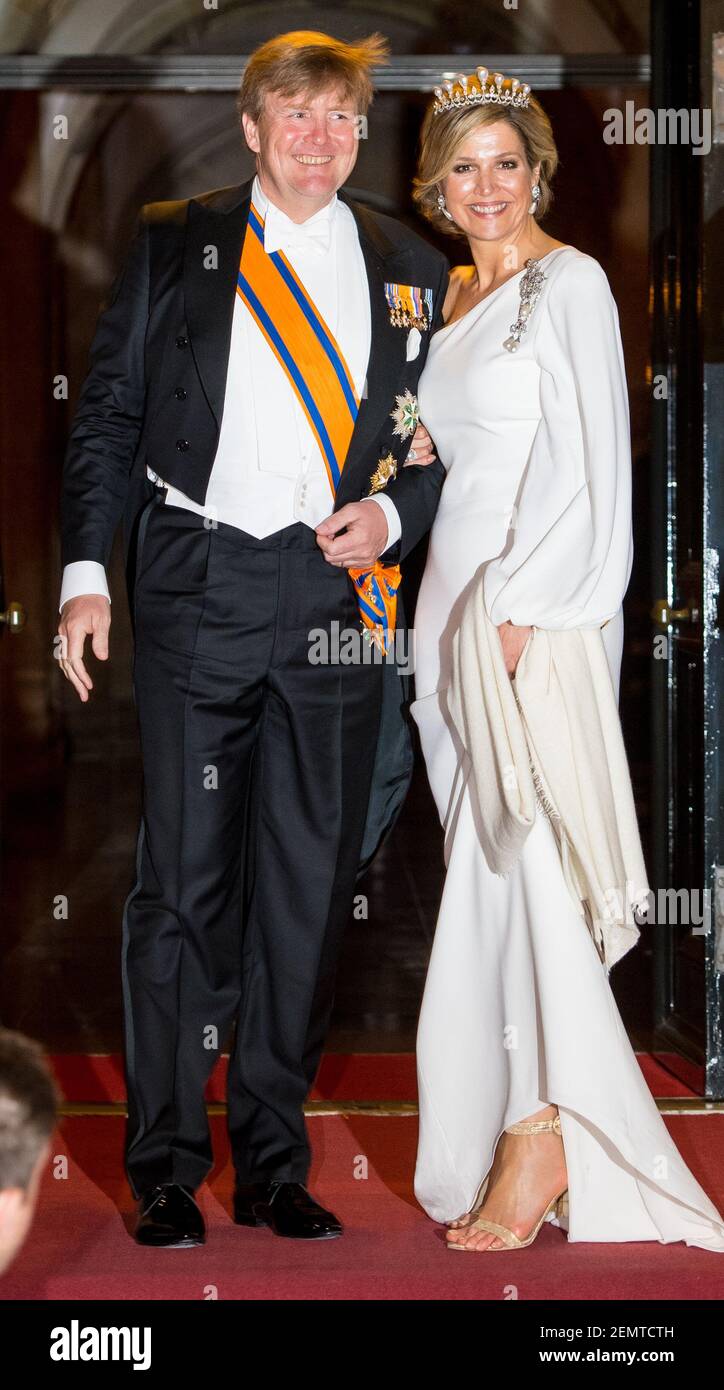 King Willem Alexander and Queen Maxima during dinner for the diplomatic ...