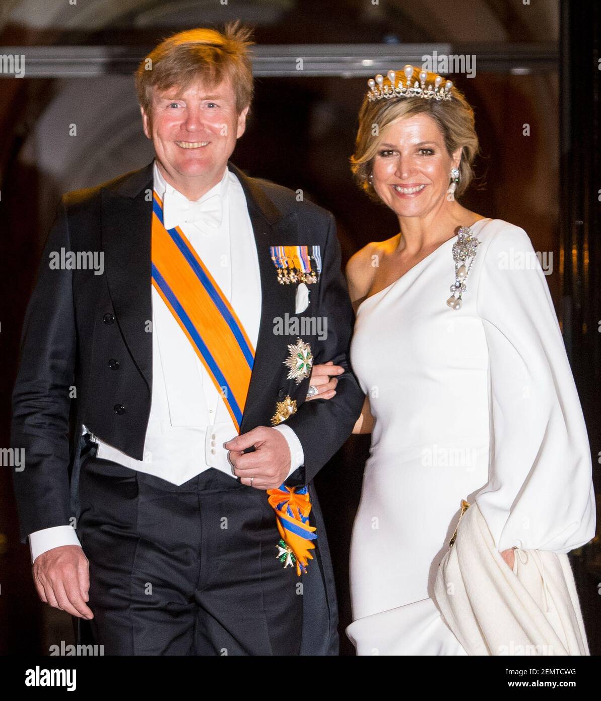 King Willem Alexander and Queen Maxima during dinner for the diplomatic ...