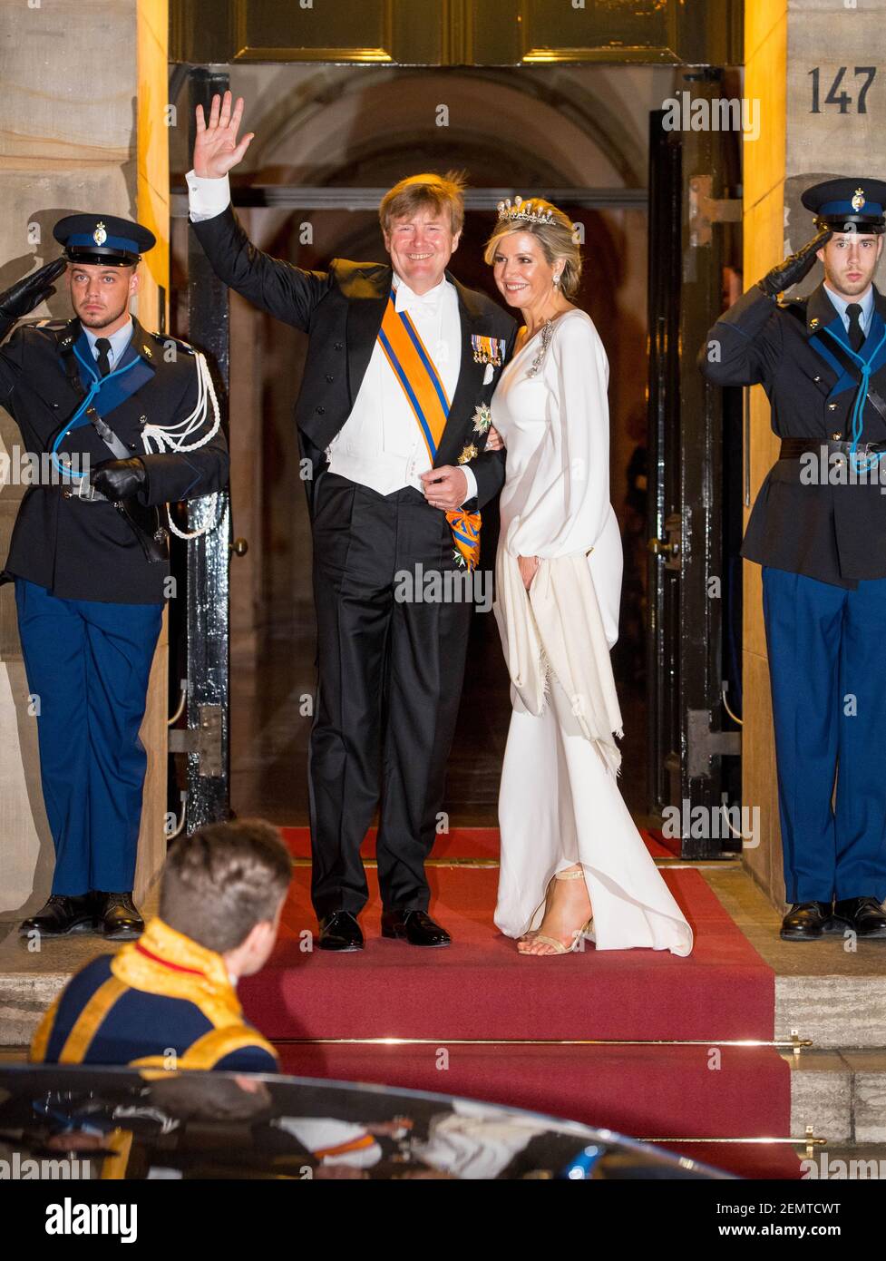 King Willem Alexander and Queen Maxima during dinner for the diplomatic ...