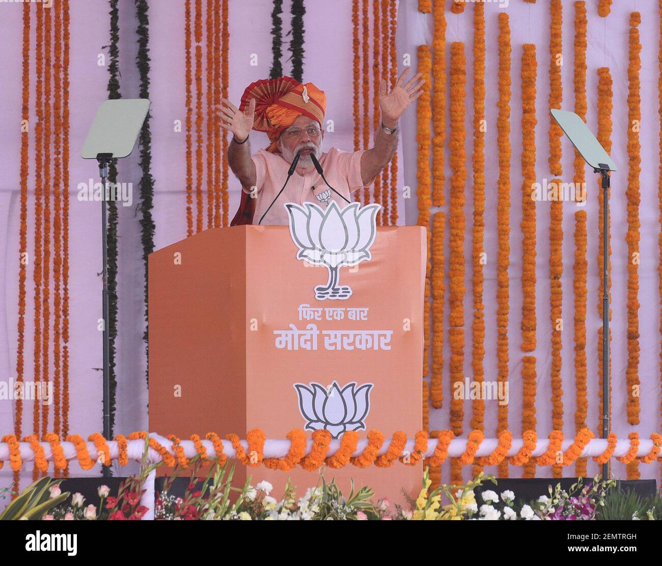PUNE, INDIA - APRIL 12: Indian Prime Minister Narendra Modi addresses ...