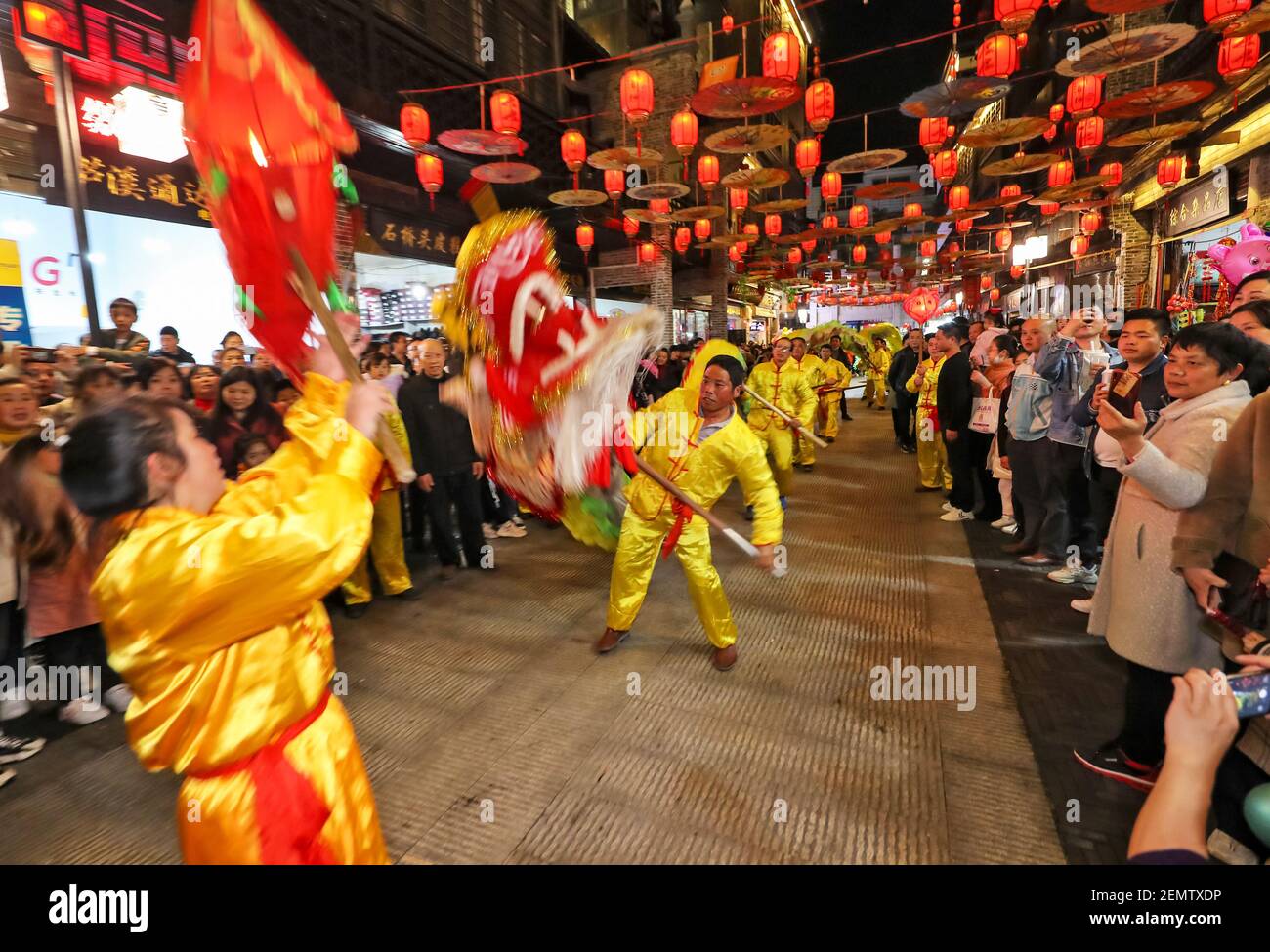 Pingxiang, China. 25th Feb, 2021. People are playing the traditional