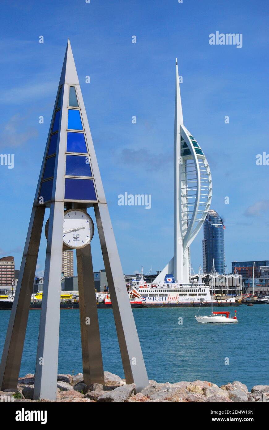 Maritime Clock and Spinaker Tower, Portsmouth Harbour, Gosport, Hampshire, England, United Kingdom Stock Photo