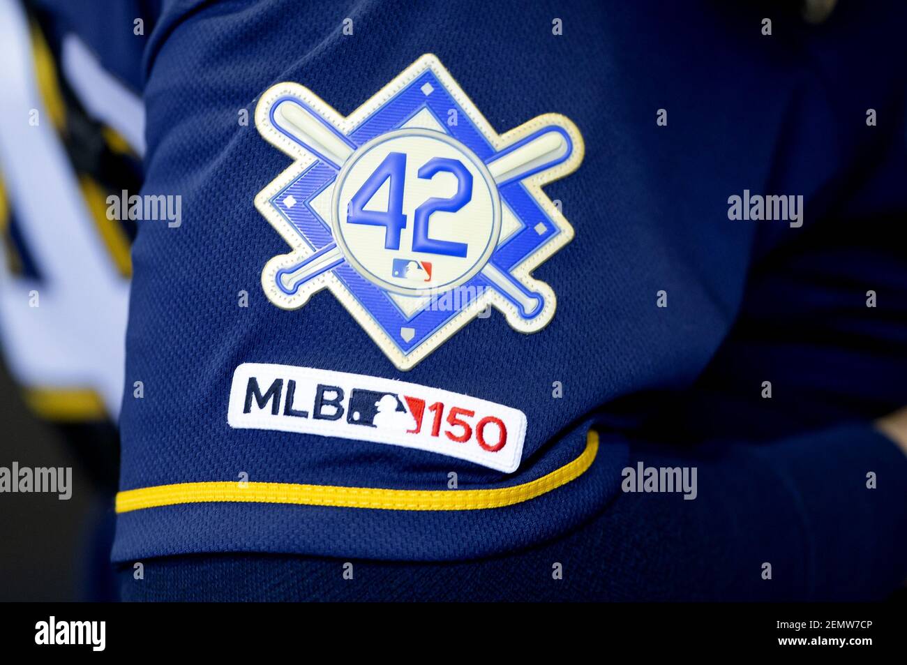 April 15, 2019: Jackie Robinson patch worn on the sleeve of a