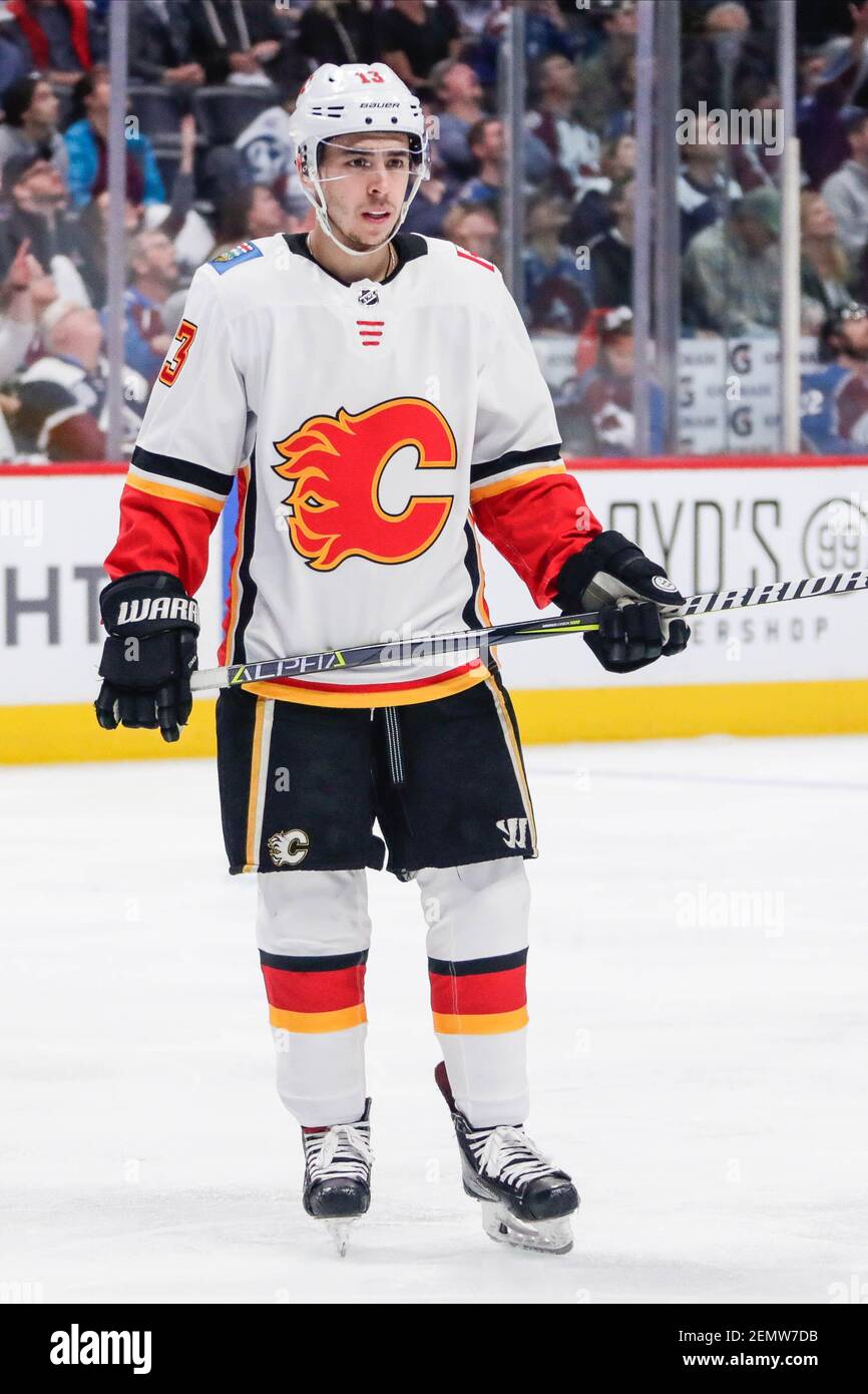 Denver, Colorado, USA. 15th Apr, 2019. Calgary Flames goaltender Mike Smith  (41) prepares to make save during the Calgary Flames and Colorado Avalanche  NHL playoff game at Pepsi Center in Denver, Colorado.