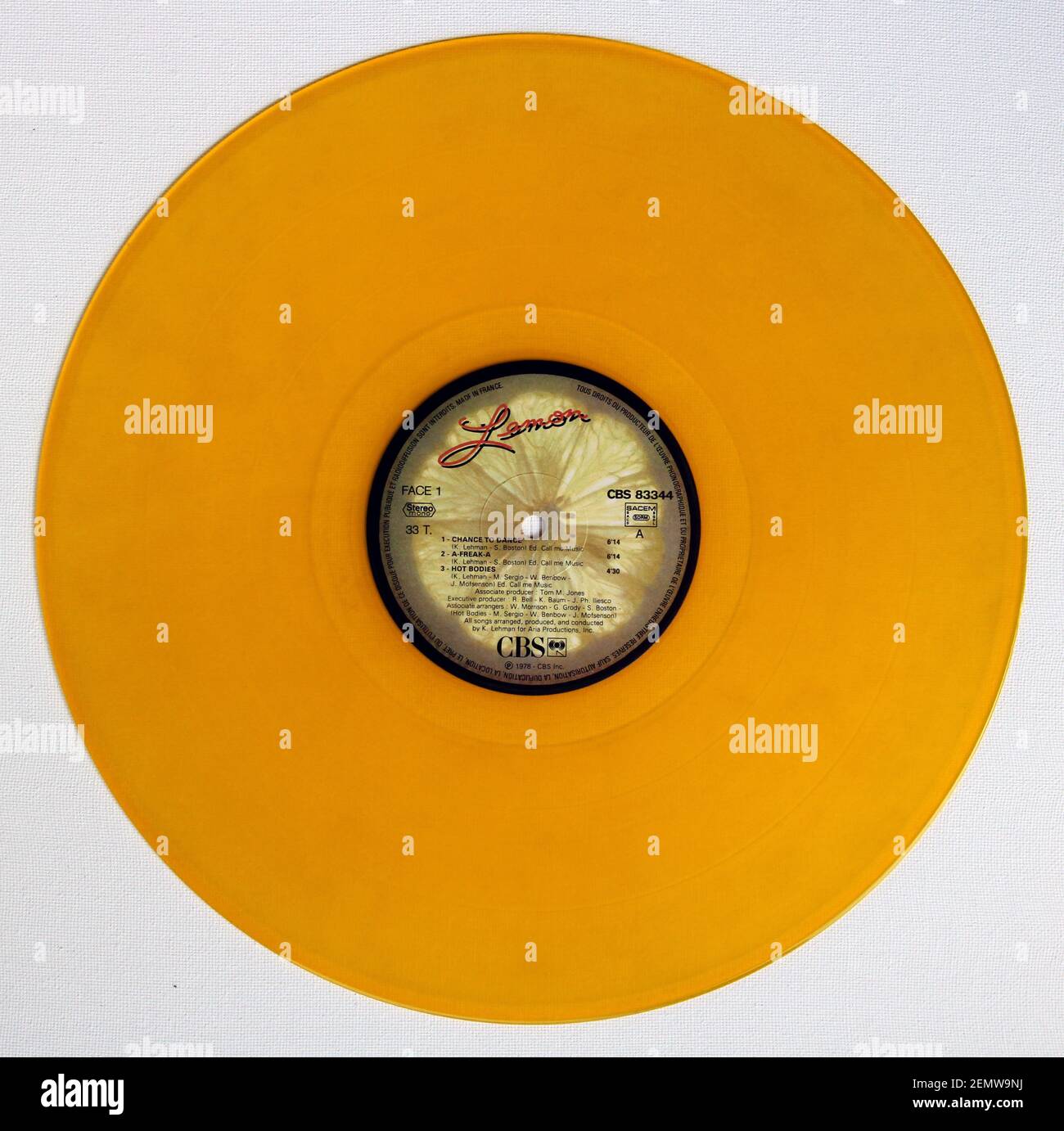 Limited edition yellow vinyl gramophone record hires stock photography