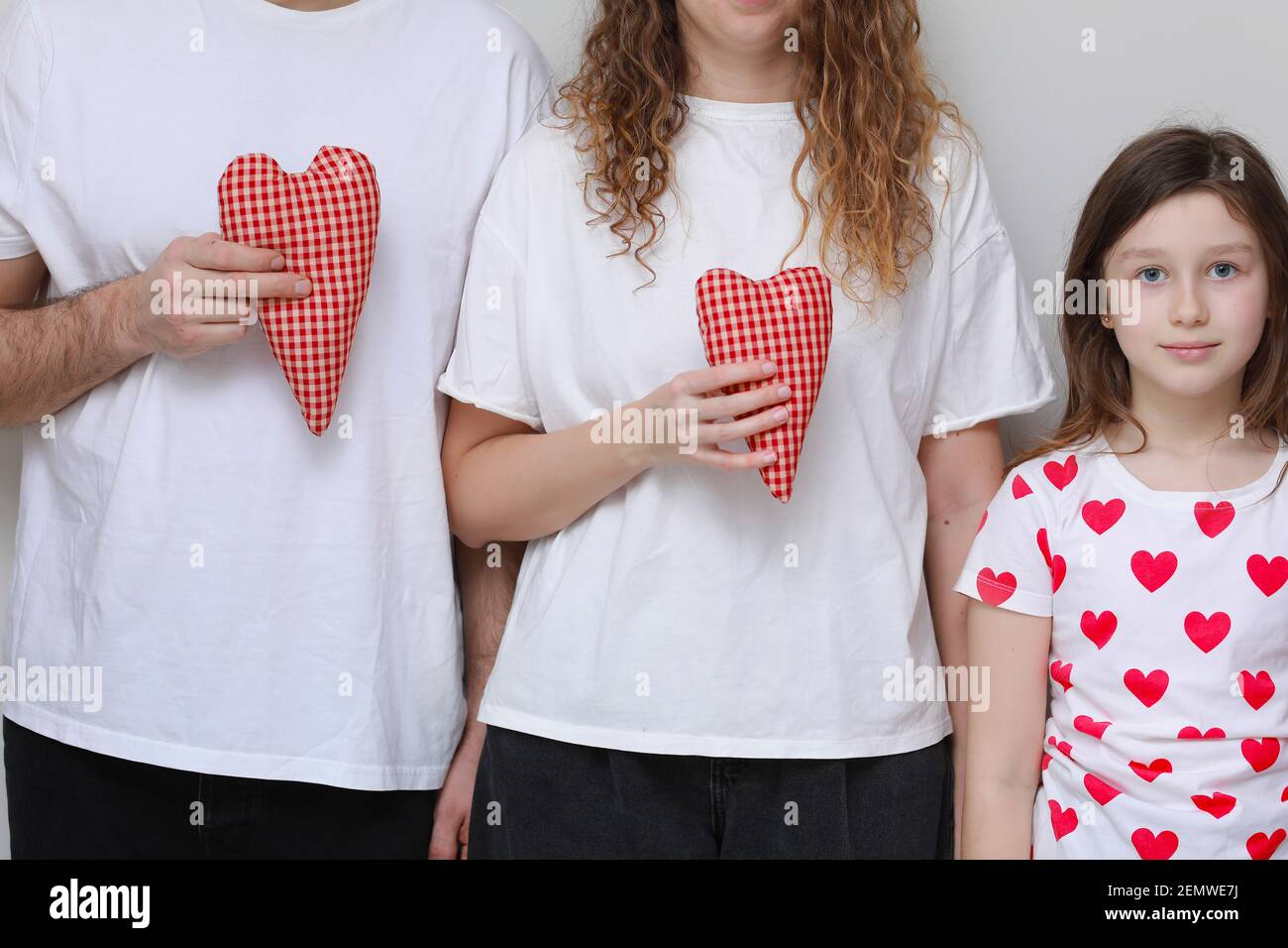 valentines day. happy family, mom, dad 