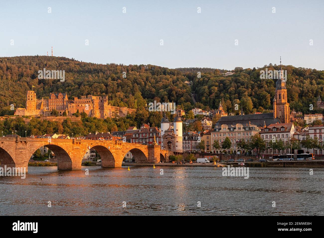 View over the Neckar to Heidelberg Stock Photo
