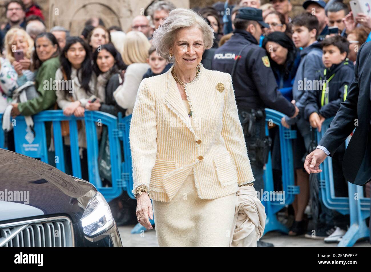 Former Queen Sofia of Spain during the Easter Mass 2019 at the ...
