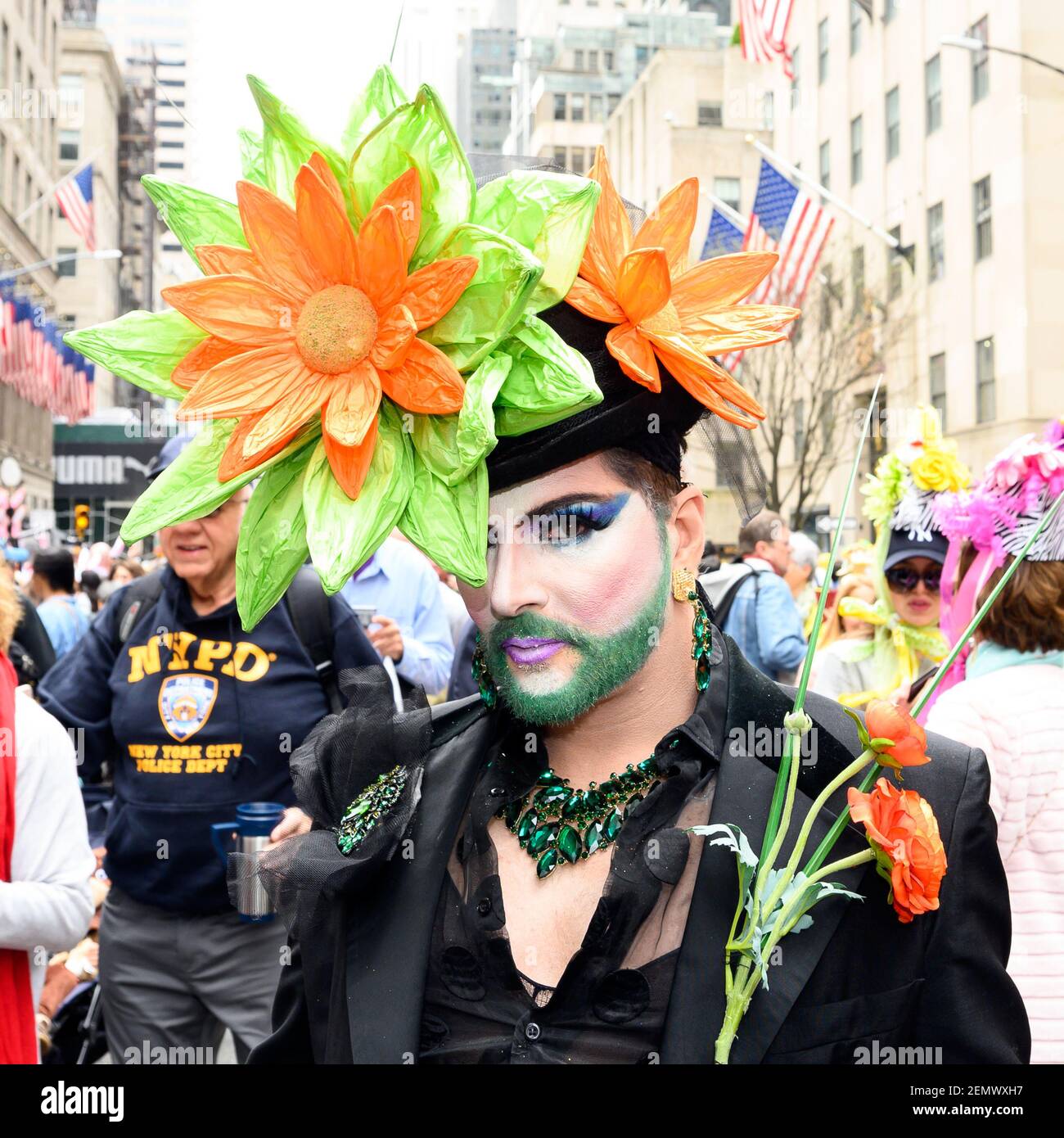 A participant seen in a fancy costume during the Easter Bonnet parade ...
