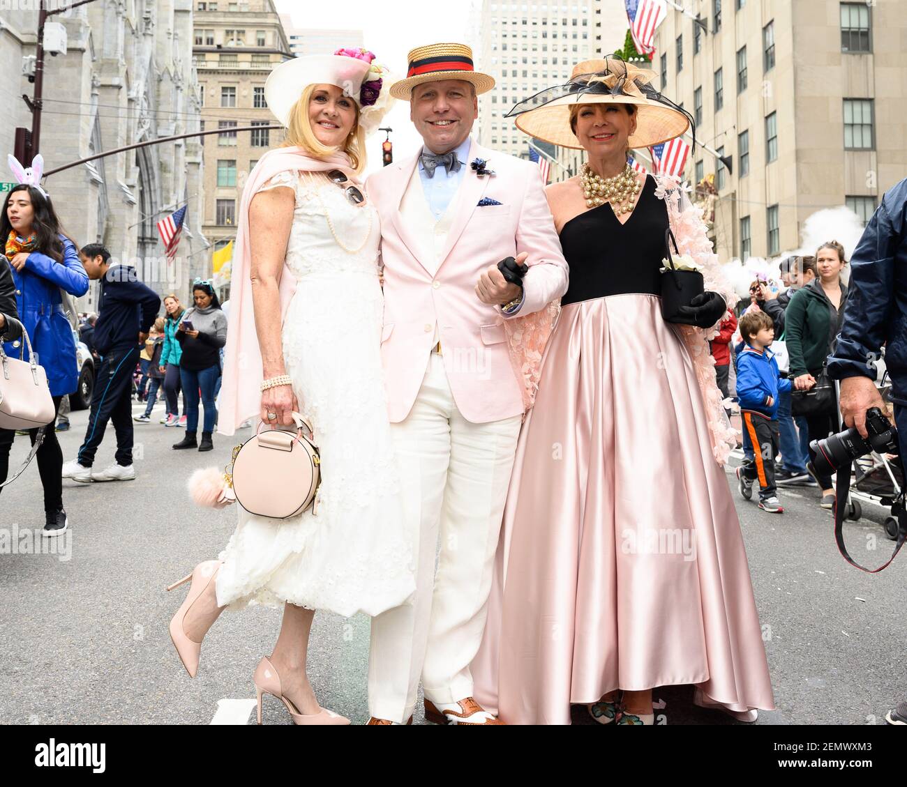 Participants seen in fancy costumes during the Easter Bonnet parade on ...