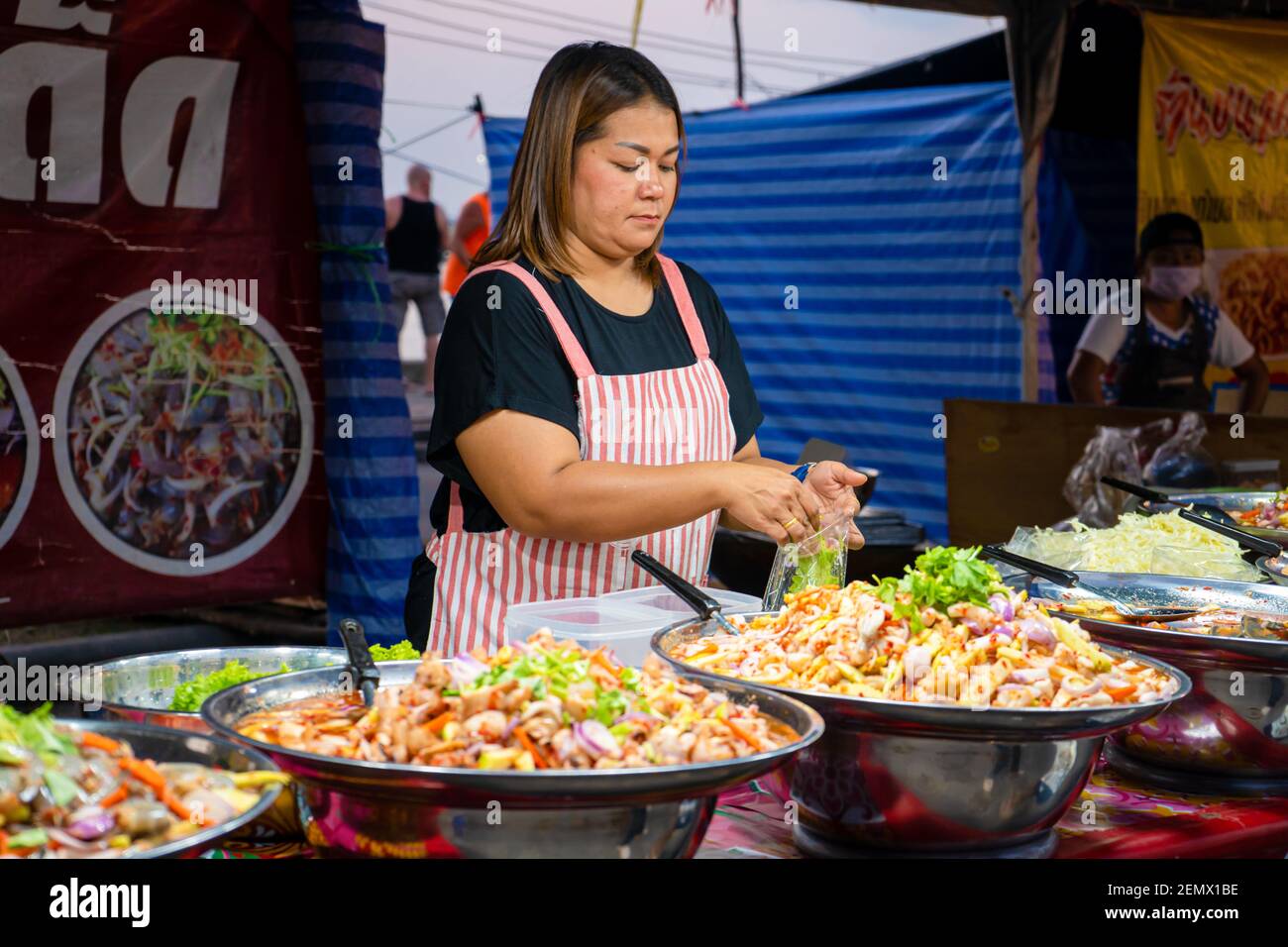 Street food market in Asia. Food counters Stock Photo Alamy