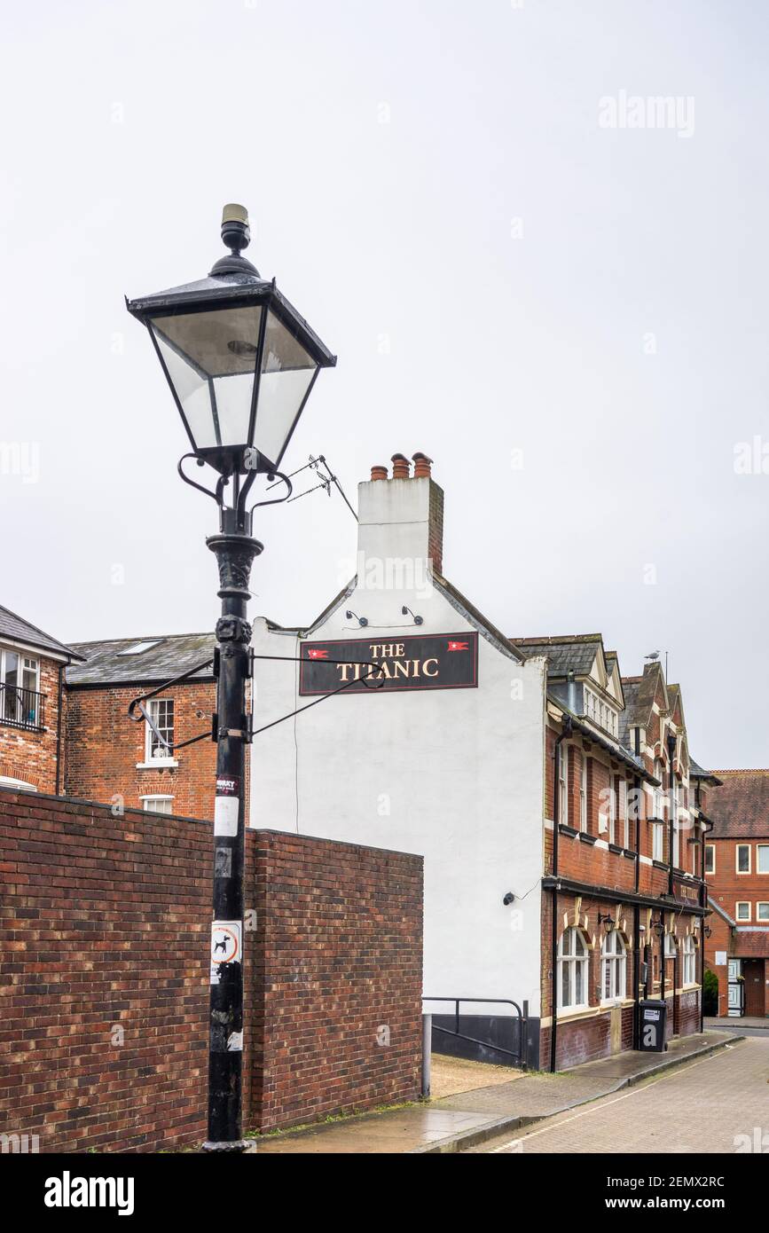 The back facade of the Titanic pub / public house in the Old Town part in the city of Southampton, England, UK Stock Photo