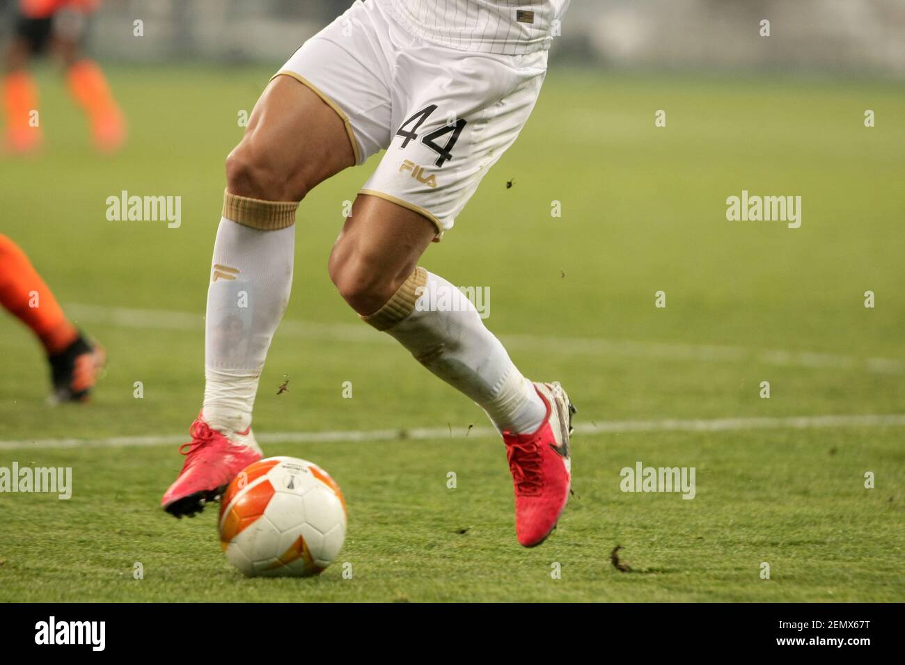 KYIV, UKRAINE - FEBRUARY 25, 2021 - Player of FC Maccabi Tel Aviv Luis Hernandez Rodriguez is seen in action during the UEFA Europa League Round of 32 2nd leg match against FC Shakhtar Donetsk at the NCS Olimpiyskyi, Kyiv, capital of Ukraine Stock Photo