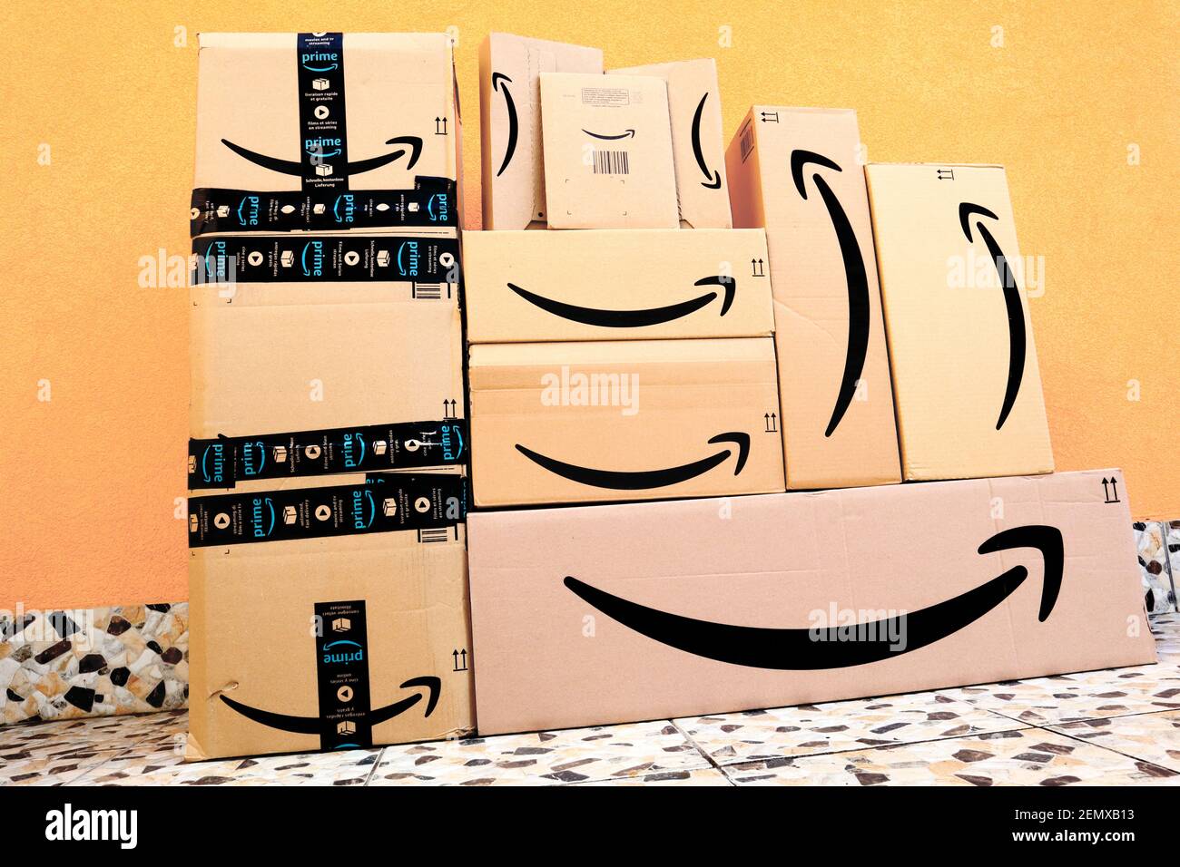 AMAZON Shipping Cardboard Boxes. Amazon is an American Multinational