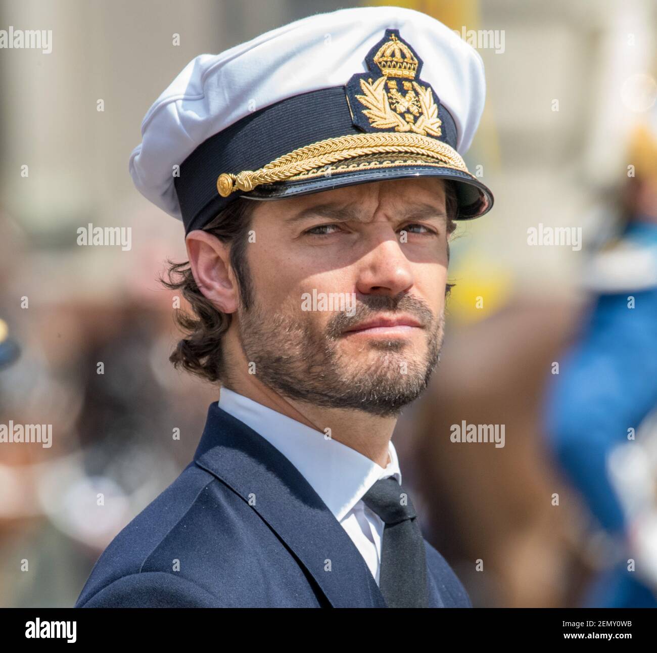 Prince Carl Philip during 73th birthday celebrations of the Swedish