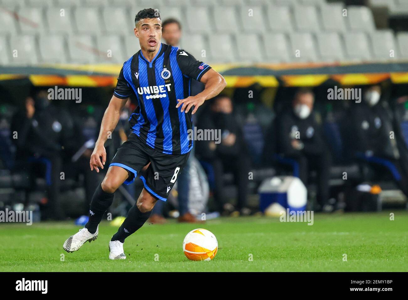Brugge Belgium February 25 Nabil Dirar Of Club Brugge During The Uefa Europa League Match Between Club Brugge And Fc Dynamo Kyiv At Jan Breydelsta Stock Photo Alamy